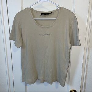 HARLEY DAVIDSON Vintage Cream/Beige Ribbed T-Shirt